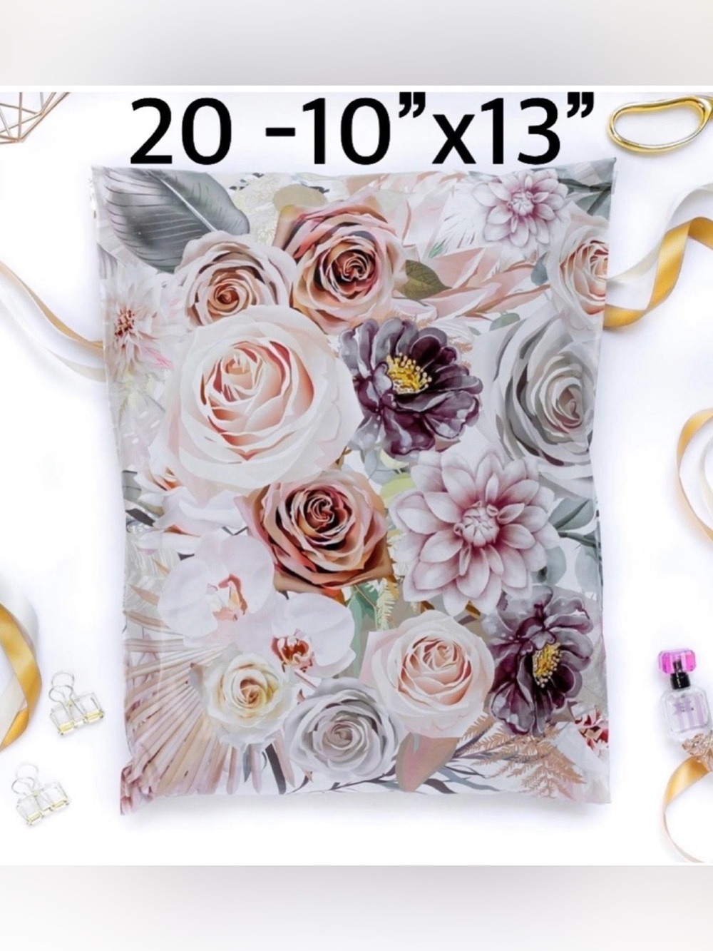 4/$20 -20 Boho Floral Poly Mailers 10”x13”
